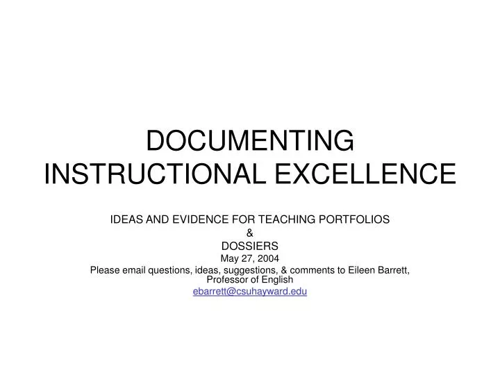 documenting instructional excellence