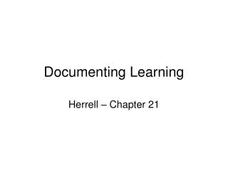 Documenting Learning