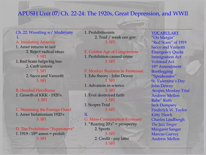 apush unit 07 ch 22 24 the 1920s great depression and wwii