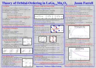 Theory of Orbital-Ordering in LaGa 1- x Mn x O 3 Jason Farrell