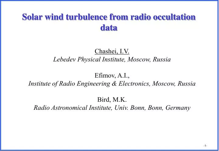 solar wind turbulence from radio occultation data