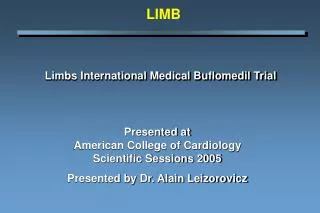 Limbs International Medical Buflomedil Trial