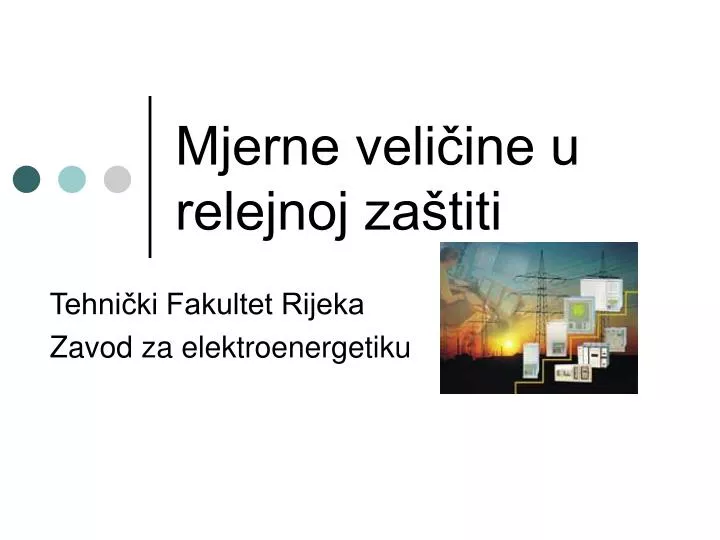 mjerne veli ine u relejnoj za titi