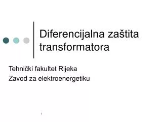 diferencijalna za tita transformatora
