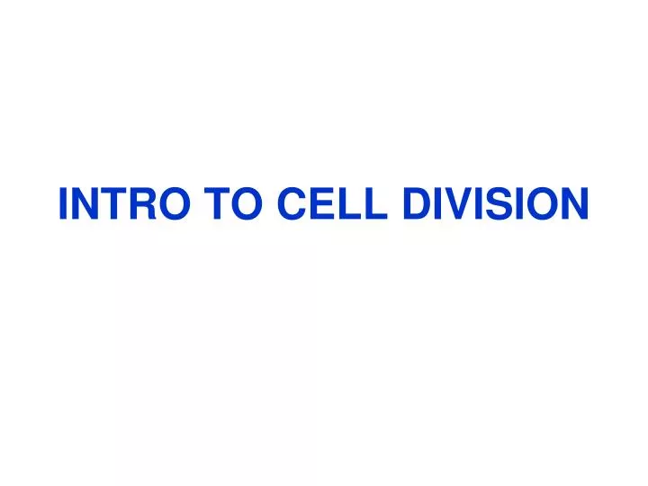 intro to cell division