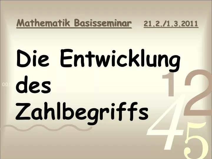 die entwicklung des zahlbegriffs