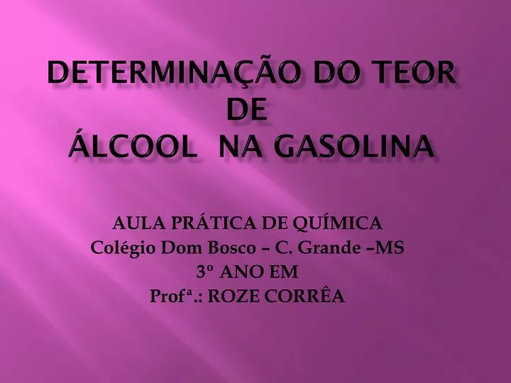 determina o do teor de lcool na gasolina