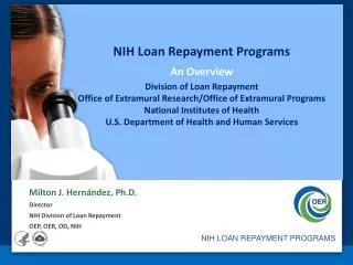 NIH Loan Repayment Programs An Overview Division of Loan Repayment Office of Extramural Research/Office of Extramural Pr