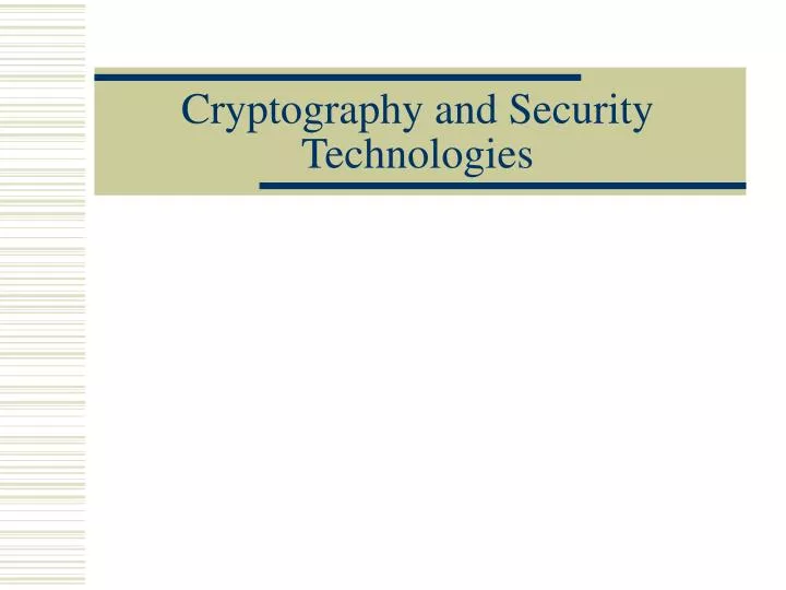 cryptography and security technologies