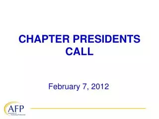 CHAPTER PRESIDENTS CALL