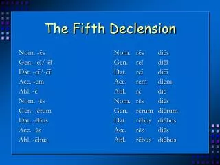 The Fifth Declension