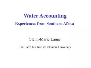 Natural Resource Accounting Programme in East &amp; Southern Africa