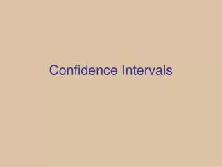 Confidence Intervals