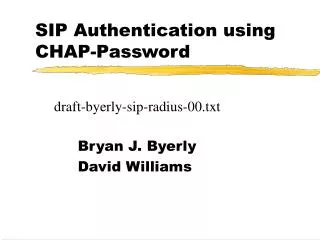 SIP Authentication using CHAP-Password