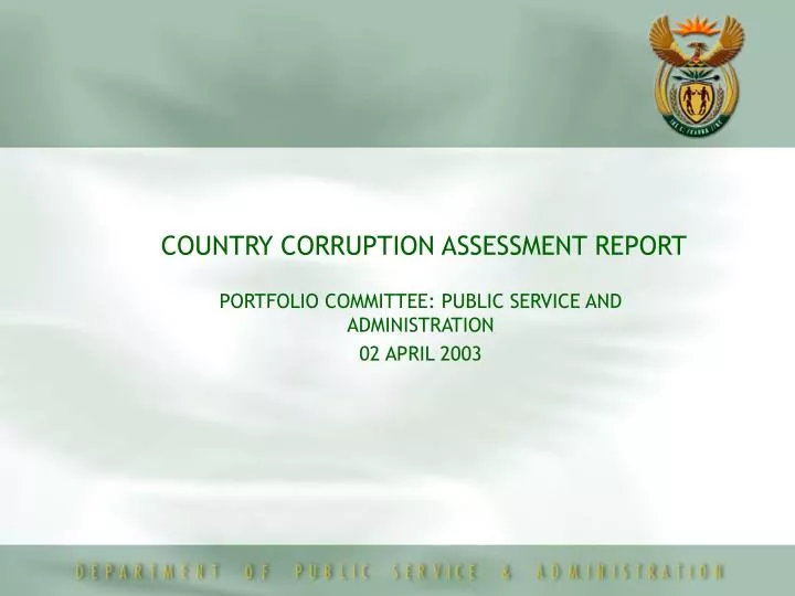 country corruption assessment report
