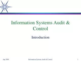 Information Systems Audit &amp; Control