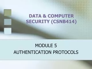 DATA &amp; COMPUTER SECURITY (CSNB414)