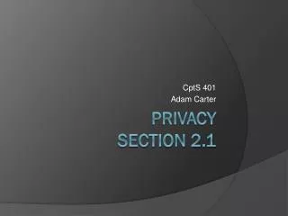 Privacy Section 2.1