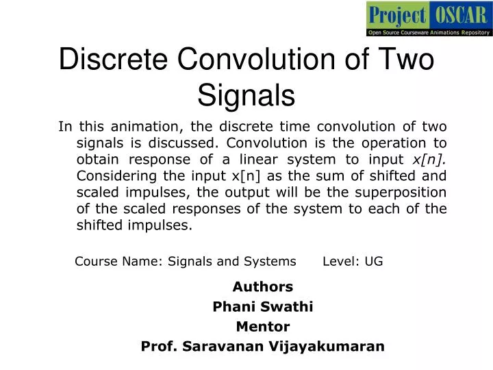 discrete convolution of two signals