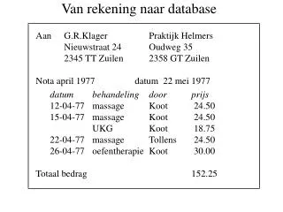 van rekening naar database