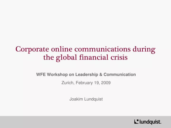 corporate online communications during the global financial crisis