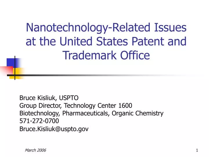 nanotechnology related issues at the united states patent and trademark office