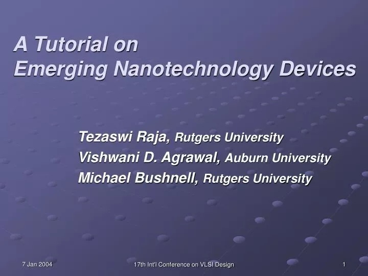 a tutorial on emerging nanotechnology devices