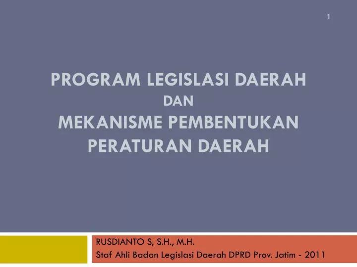 program legislasi daerah dan mekanisme pembentukan peraturan daerah