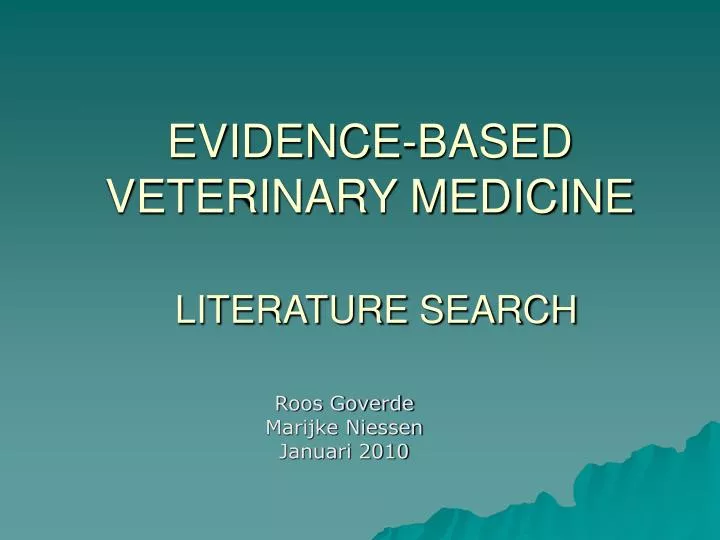 evidence based veterinary medicine literature search