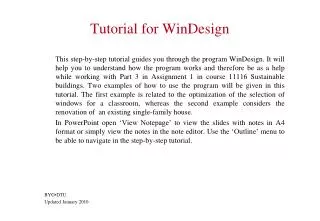 Tutorial for WinDesign