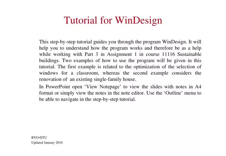 tutorial for windesign