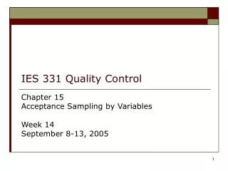 IES 331 Quality Control