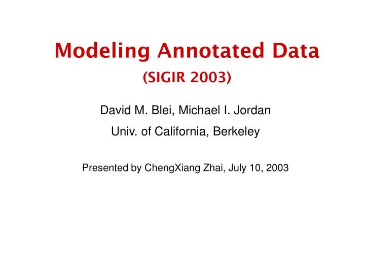 modeling annotated data sigir 2003
