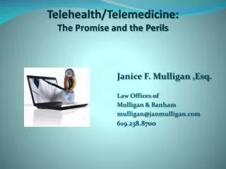 Telehealth /Telemedicine: The Promise and the Perils