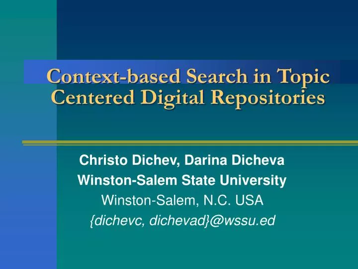 context based search in topic centered digital repositories