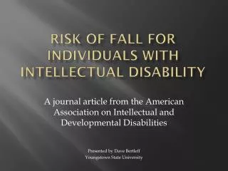 Risk of fall for individuals with intellectual disability