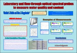 Laboratory and flow-through optical spectral probes to measure water quality and content