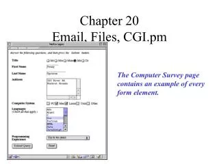 Chapter 20 Email, Files, CGI.pm