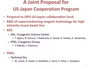 A Joint Proposal for US-Japan Cooperation Program