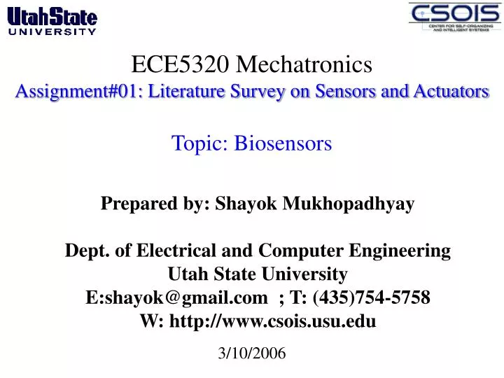 ece5320 mechatronics assignment 01 literature survey on sensors and actuators topic biosensors