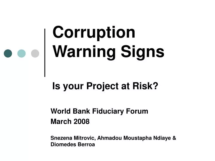 corruption warning signs is your project at risk