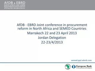 AfDB - EBRD Joint conference in procurement reform in North Africa and SEMED Countries