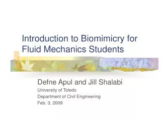 Introduction to Biomimicry for Fluid Mechanics Students