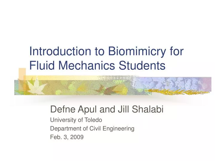 introduction to biomimicry for fluid mechanics students