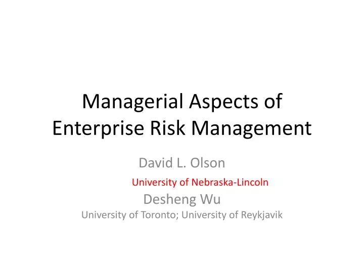 managerial aspects of enterprise risk management