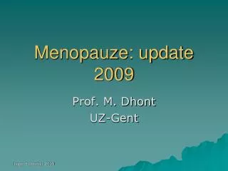 menopauze update 2009
