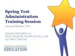 Spring Test Administration Training Session - slide 1