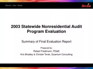 2003 statewide nonresidential audit program evaluation