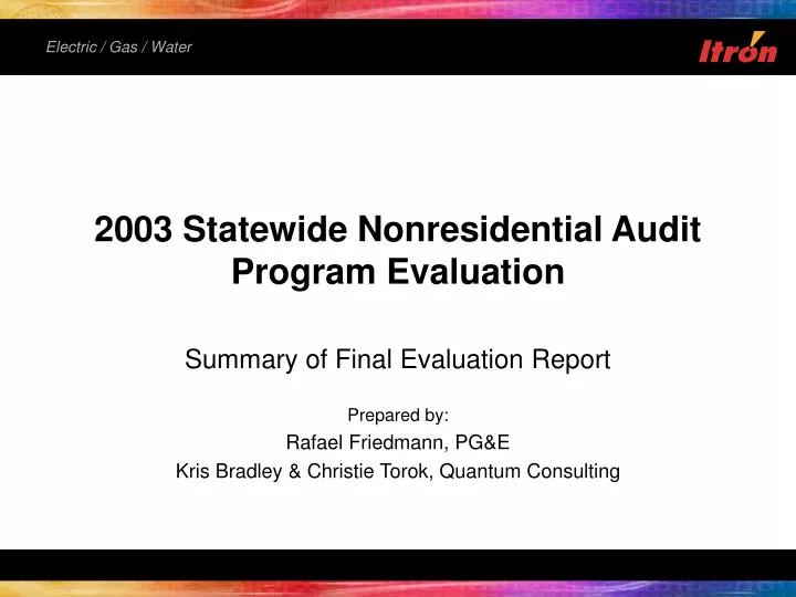 2003 statewide nonresidential audit program evaluation