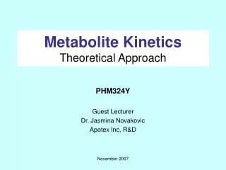 Metabolite Kinetics Theoretical Approach